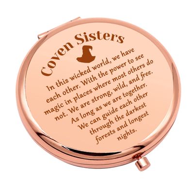 Witchy Gifts Witch Stuff Compact Makeup Mirror for Coven Sister Birthday Gifts for Witchcraft Lover Witchy Friend Gifts Halloween Party Gifts Folding Makeup Mirror for Girl Friends