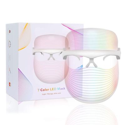 L E D Face Mask Light Therapy, Light Mask for Face Daily Skin Care, Protable L E D Beauty Mask Facial Light Therapy at Home (White)