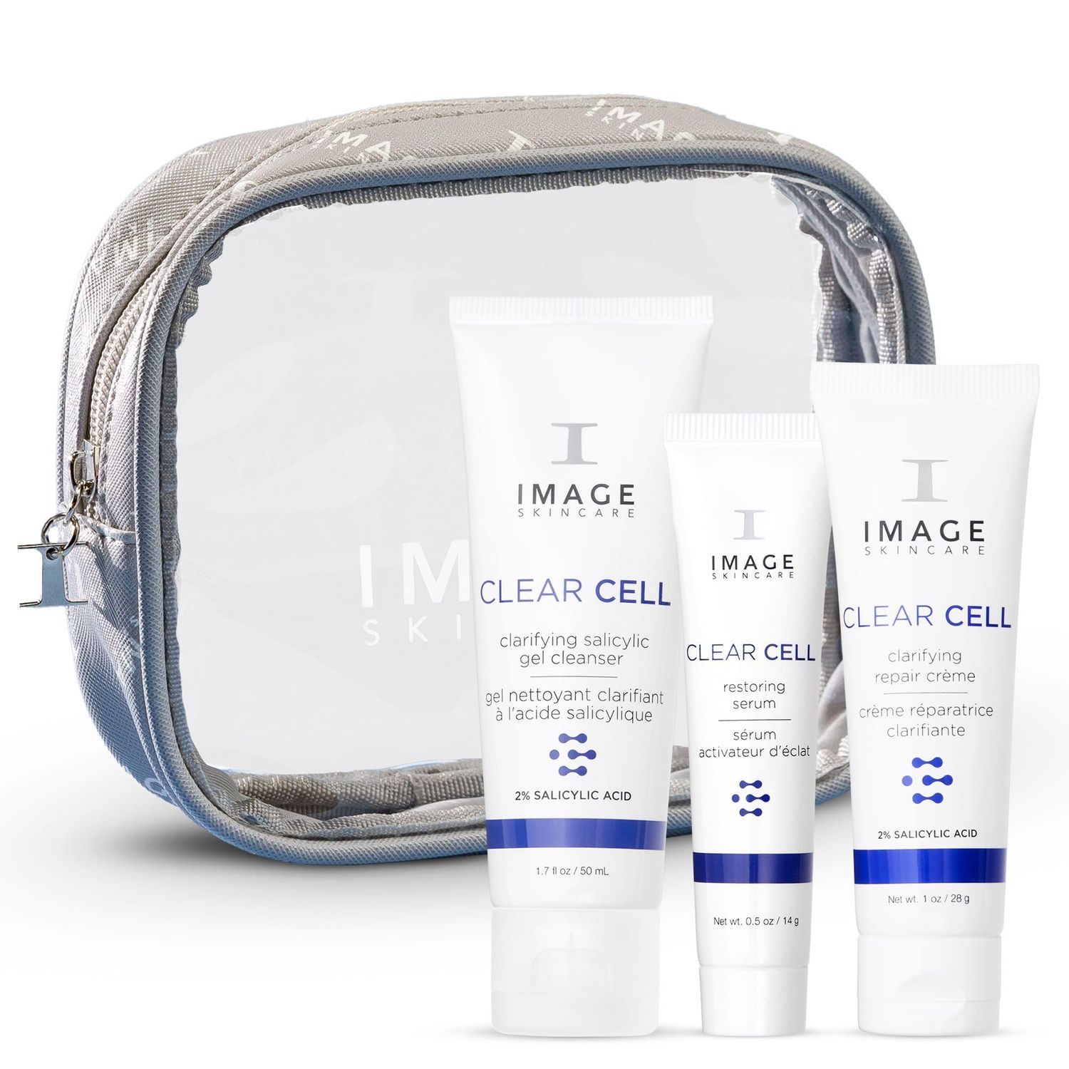 IMAGE Skincare, Clear Cell 3-Step Introductory Regimen Set for Clear Pores and Healthy Looking Skin, Holiday Ltd. Edition, White, 3.2 Ounce