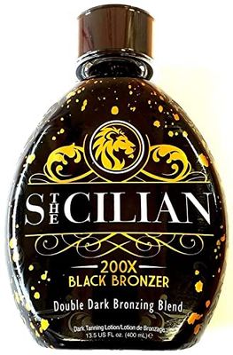 The Sicilian 200X Dark Black Bronzer Tanning Lotion - BEST Tanning Lotion For Glowing Skin - Gradual Bronzing &amp; Sunless Self Tanner Lotion - Luxurious Sunless Body Tanning Lotion Nourishes Skin