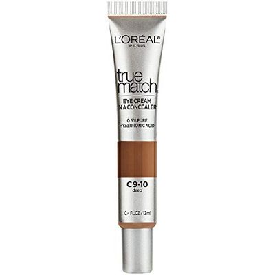LOral Paris True Match Eye Cream in a Concealer, 0.5% hyaluronic acid, Deep C9-10, 0.4 fl. oz.