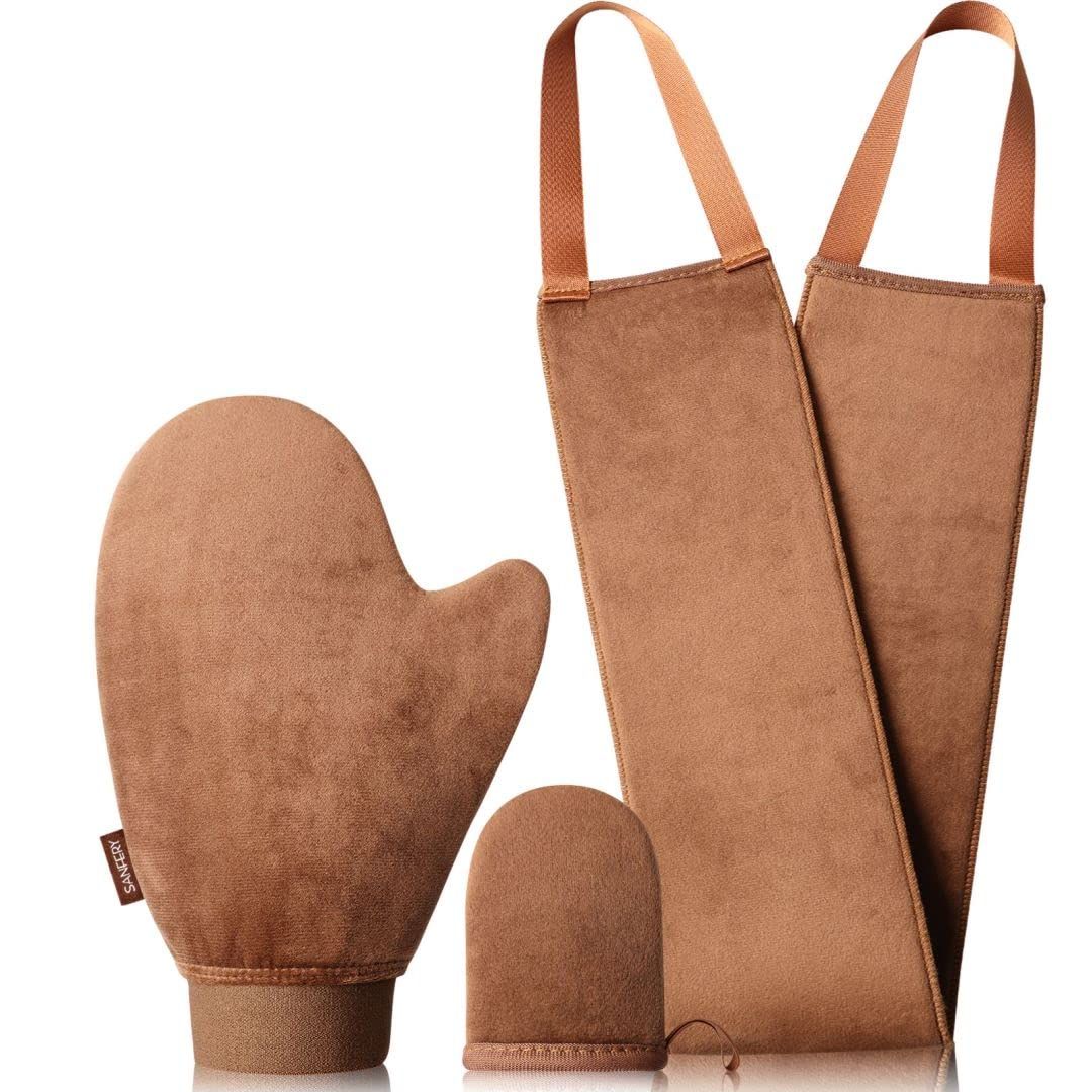 Sanfery Self Tanner Mitt - Self Tanning Mitt Applicator withUS PatentTanning Glove for Self Tan, Back Applicator, Mini Self Tan Mit, 3 Set Tanning Mitts Self Tanner Glove, Tan Glove