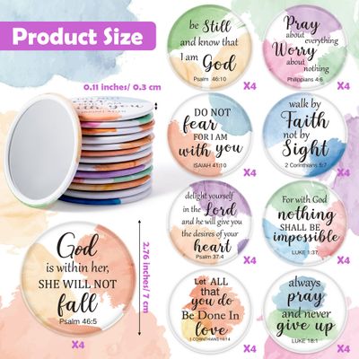 Y1tvei Watercolor Bible Compact Mirrors - 36Pcs Watercolor Bible Verse Mini Compact Mirrors Colorful Small Portable Round Pocket Mirror Christian Inspirational Church Party Favors Gifts for Women