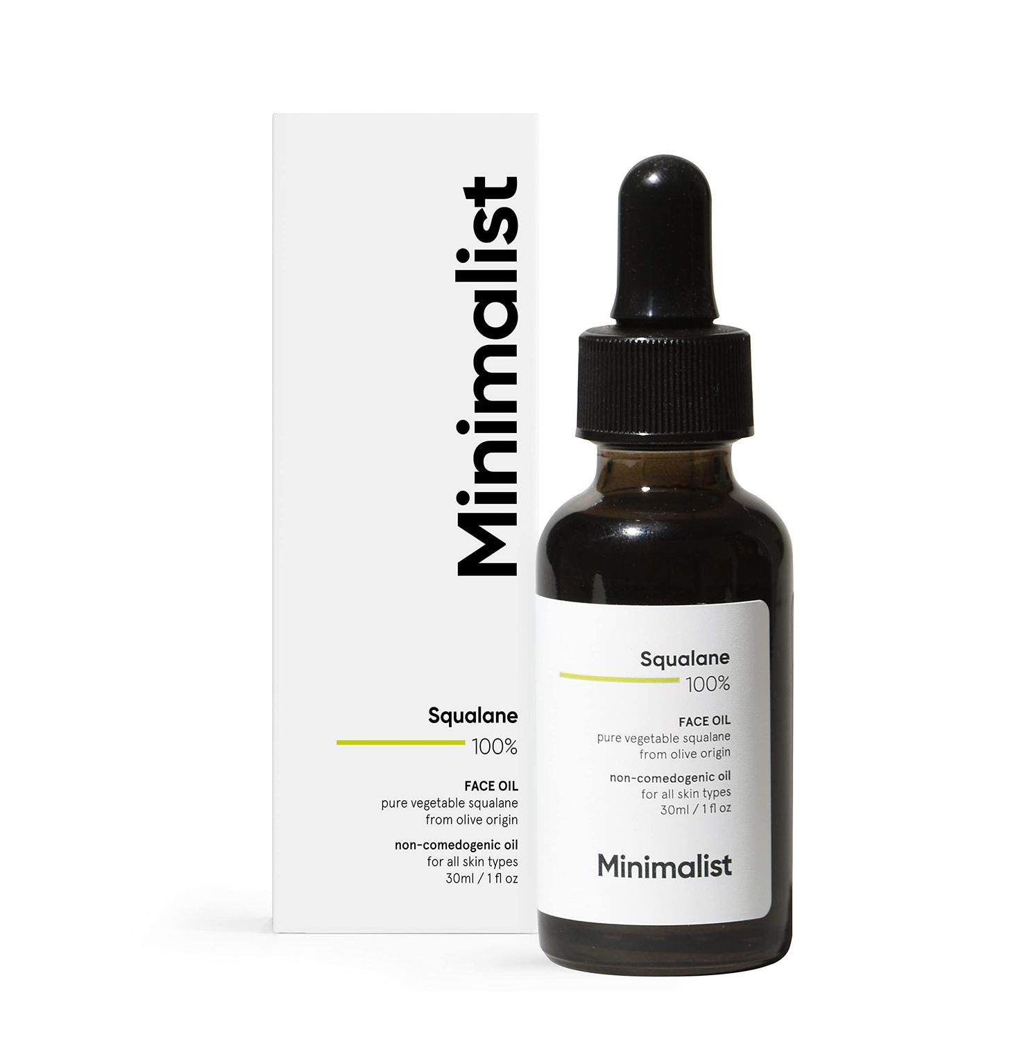 Minimalist Squalane 100% (Plant Derived) Face Oil for Moisturization | Improves Skin Hydration &amp; Reduces Fine Lines | Restores Suppleness, Firmness &amp; Elasticity of Skin | 1 Fl Oz / 30 ml
