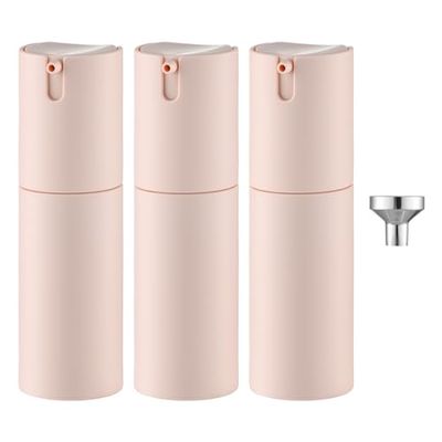 Lulupack 1 oz Airless Pump Bottles, Travel Lotion Container, Skincare Containers for Moisturizer (Plastic, Matte Pink, 3Pcs)