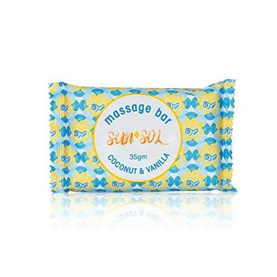 World Amenities Sun + Sol Bulk Moisturizing Massage Bar with Warm Coconut &amp; Vanilla Fragrances, Sachet Wrapped Travel Size Toiletries