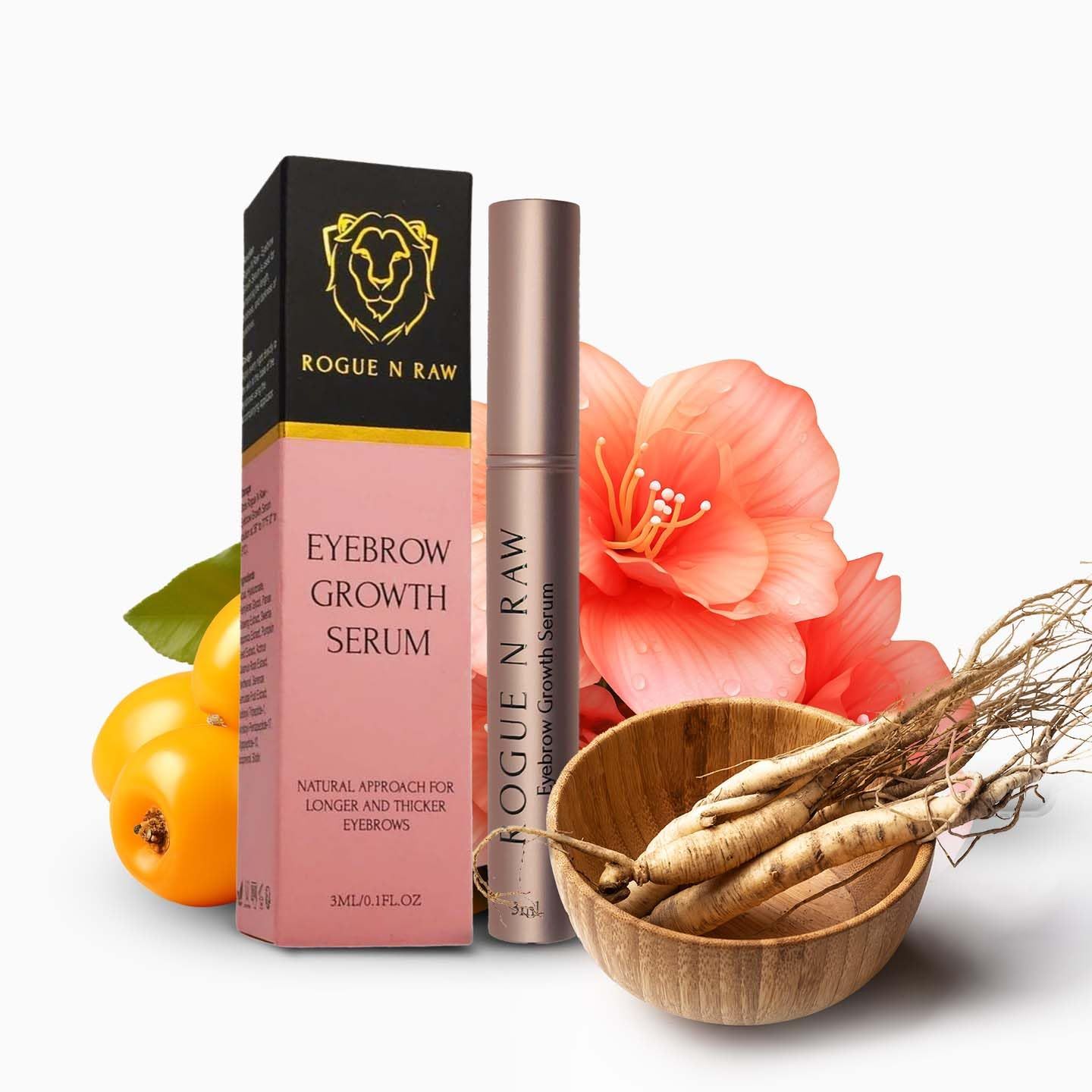 Rogue N Raw - Eyebrow Growth Serum - 3ml Natural Ingredients Eyebrow Serum to Grow Thicker Brows, Eyebrow and Eyelash Enhancing Serum