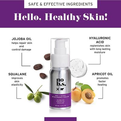 No B.S. (No Bad Stuff) Day & Night Hydrating Cream for Face, Hyaluronic Acid, Jojoba Oil, Apricot Oil & Squalane, Face Cream for All Skin Types, Skincare for Women & Men, Travel Size, Vegan, 2 FL Oz