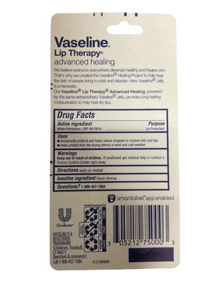 Vaseline Lip Therapy Advanced Healing Lip Balm Tube 3-Pack - White Petroleum Lip Protectant, 0.25 Oz Ea