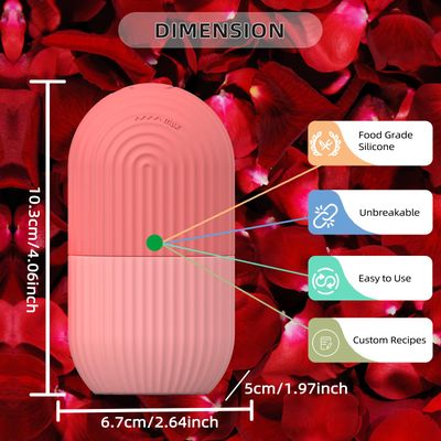 XKMiess Ice Cube Roller Massager for Face, Eyes and Neck Naturally Conditioning and Skin Care,De-Puff Eye Bags,Reduce Migraine Pain,Reusable Massage Silicone Ice Mold (Pink)