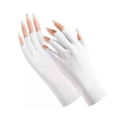 Meitawilltion Anti UV Glove for Gel Nail Lamp, UV Protective Sleeves Glove for Gel Manicures,Skin Care Fingerless Gloves for UV lamp White#2