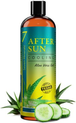 NEW Cooling After Sun Gel with Aloe Vera - For Skin &amp; Face with Instant Sunburn Relief. Unlike Regular Aftersun Lotion, Ours Is Made From Freshly Cut Texas Aloe. With Cucumber &amp; Vitamin E (12 Fl Oz)