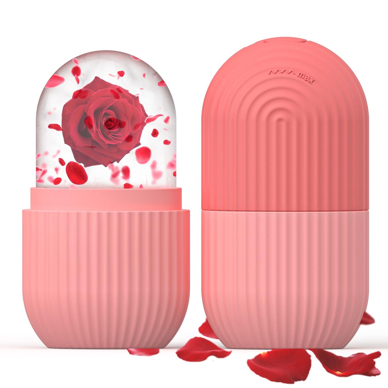 XKMiess Ice Cube Roller Massager for Face, Eyes and Neck Naturally Conditioning and Skin Care,De-Puff Eye Bags,Reduce Migraine Pain,Reusable Massage Silicone Ice Mold (Pink)