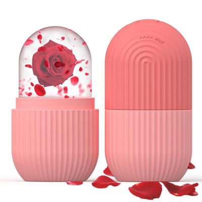 XKMiess Ice Cube Roller Massager for Face, Eyes and Neck Naturally Conditioning and Skin Care,De-Puff Eye Bags,Reduce Migraine Pain,Reusable Massage Silicone Ice Mold (Pink)