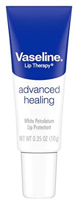 Vaseline Lip Therapy Advanced Healing Lip Balm Tube 3-Pack - White Petroleum Lip Protectant, 0.25 Oz Ea