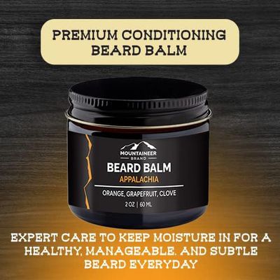 Mountaineer Brand Beard Balm for Men | All Natural Leave-In Conditioner to Moisturize Dry Itchy Skin | Beard Butter Hydrates, Softens Hair | Adds Shine | Appalachia (Citrus & Spice) Scent 2oz