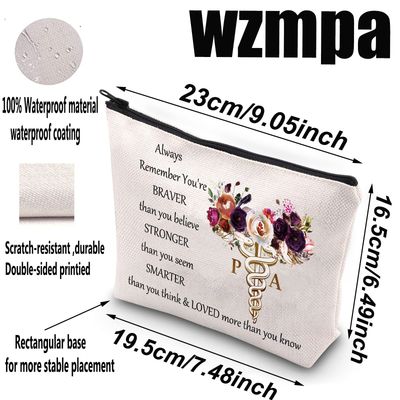 WZMPA Physician Assistant Cosmetic Bag Physician Assistant Graduation Gift You Are Braver Stronger Smarter Than You Think Makeup Zipper Pouch Bag For Medical Student (Always PA)