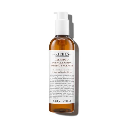 Kiehl&#39;s Calendula Deep Cleansing Face Wash, Balances Skin While Gently Removing Impurities, Soothing and Refreshing, Boosts Moisture Barrier for Soft-Feeling Skin, Paraben + Sulfate Free - 7.8 fl oz