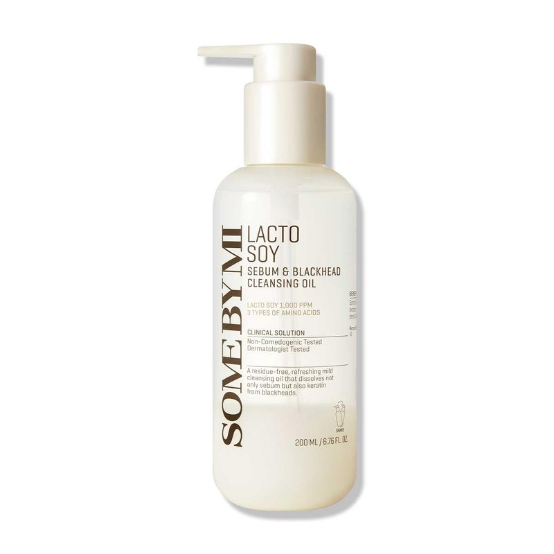 SOME BY MI Lacto Soy Sebum &amp; Blackhead Cleansing Oil - 6.76Oz, 200ml - Daily Vegan Makeup-Removing Korean Oil Cleanser for All Skin Types - Deeply Cleanses Pore-Clogging Impurities - Korean Skin Care