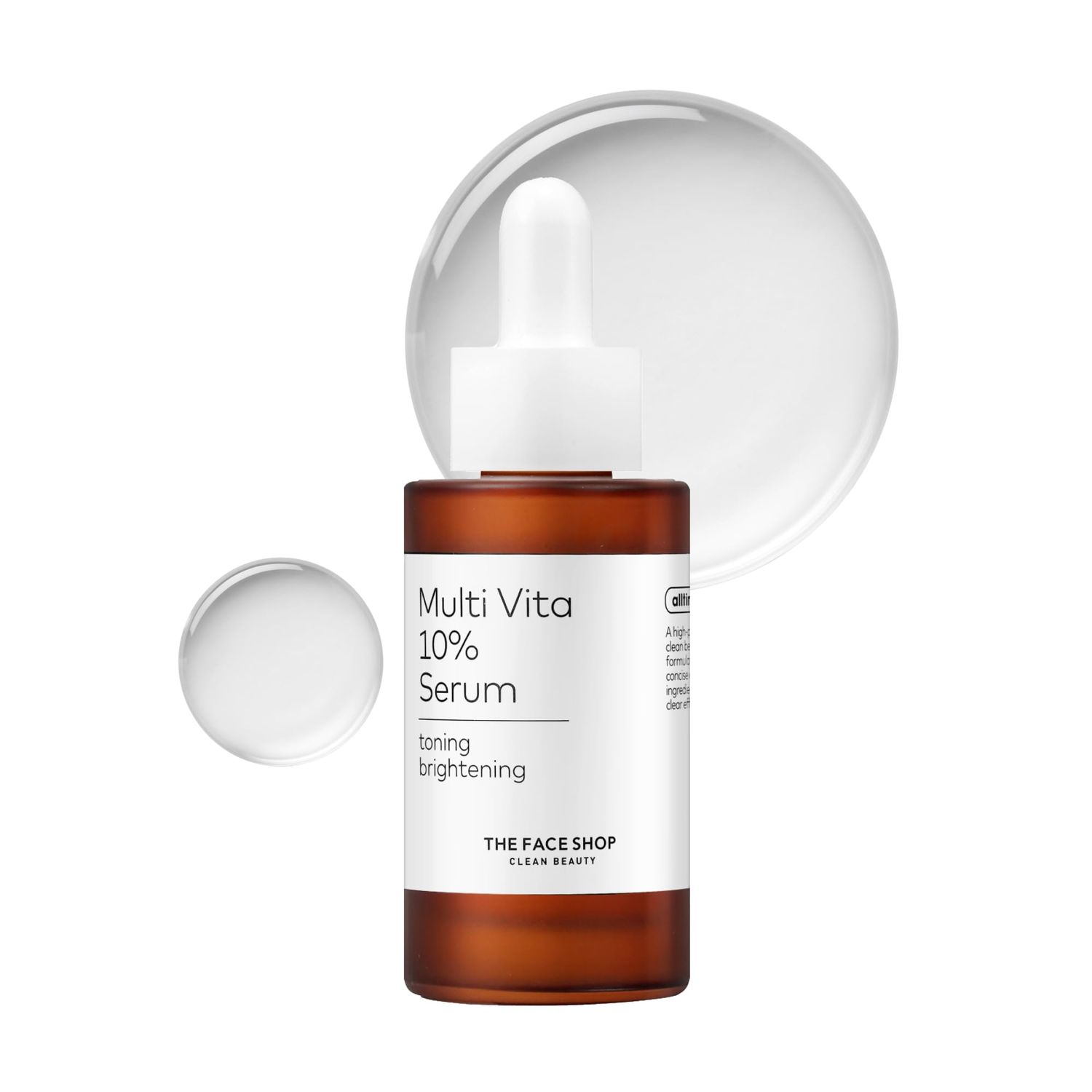 The Face Shop Alltimate Multivita 10% Serum, Vitamin C Face Serum, Brightening &amp; Hydrating Vegan Facial Serum for Sensitive Skin, Dark Spot Correcting Glow Serum, Even Skin Tone, Korean Skin Care
