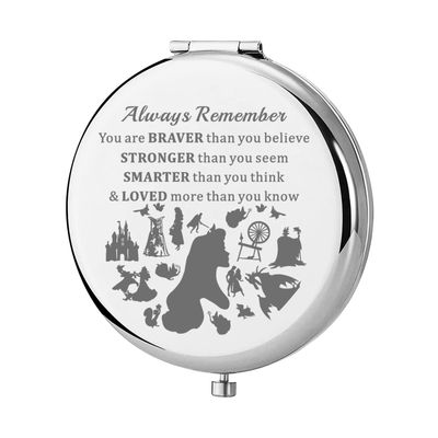 KEYCHIN Sleeping Princess Pocket Mirror Aurora Princess Fans Gifts You are Braver Stronger Smarter Than You Think Compact Makeup Mirror for Women Girls Teenagers (Sleeping Princess Mirror-S)