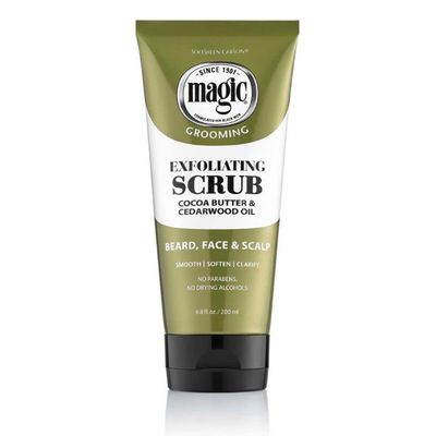 SoftSheen-Carson Magic Men&#39;s Grooming Facial Exfoliating Scrub, Softens, Smooths and Clarify, With Cocoa Butter and Cedarwood Oil for Beard, Skin and Scalp, 6.7 fluid ounces