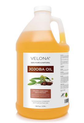 Jojoba Oil - 1 Gallon / 128 Fl Oz | 100% Pure and Natural | Golden, Unrefined, Cold Pressed, Hexane Free | Moisturizing Face, Hair, Body, Skin Care, Stretch Marks, Cuticles