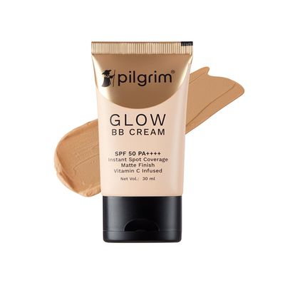 Pilgrim Honey Glow BB Cream with SPF 50 (PA++++) | Medium Buildable Coverage | Conceals Redness &amp; Dark Circles | Gives Smooth Satin Finish Skin | 1.01 Fl Oz (30ml)