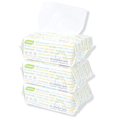Suxeva soft pure cotton disposable facial cleansing towel. 100% pure cotton dry towel, 282 pieces. Skin-friendly. pure cotton facial cleansing towel. Makeup remover and cleansing towel. 3 packs.