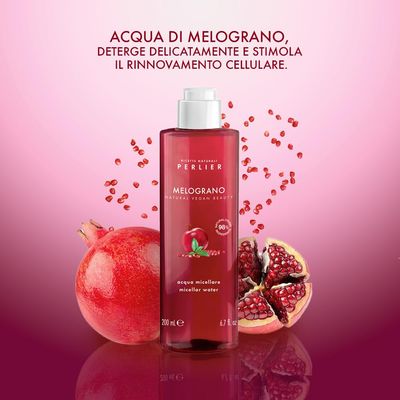 Perlier Pomegranate Micellar Cleansing Water - Gentle Makeup Remover &amp; Skin Refresher - Hydrating &amp; Antioxidant-Rich Formula - 6.7 fl oz