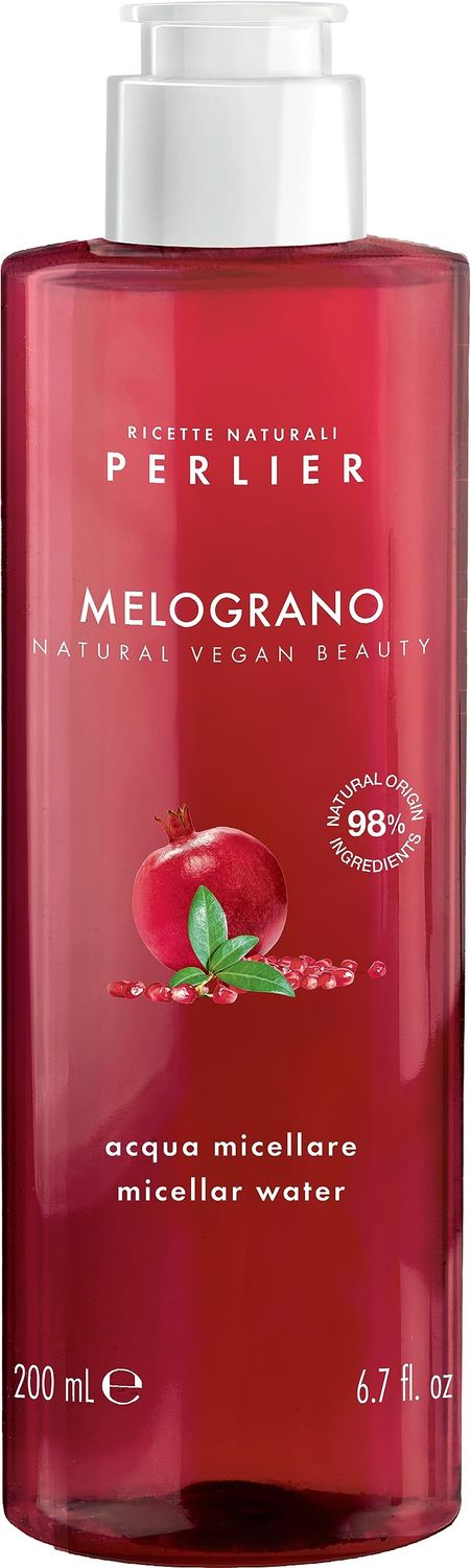 Perlier Pomegranate Micellar Cleansing Water - Gentle Makeup Remover &amp; Skin Refresher - Hydrating &amp; Antioxidant-Rich Formula - 6.7 fl oz