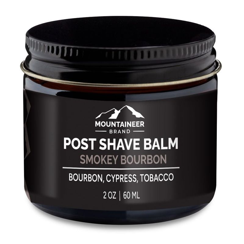 Mountaineer Brand All Natural Post Shave Balm | Soothes, Cools, and Refreshes Sensitive Skin After Shaving | Aftershave Lotion For Men | Calms Irritation | Smokey Bourbon Scent | 2oz