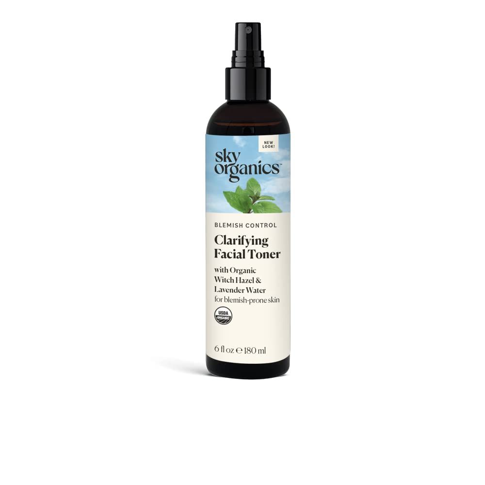 Sky Organics Blemish Control Clarifying Facial Toner for Face USDA Certified Organic to Purify, Balance &amp; Reduce Oiliness, 6 fl. Oz