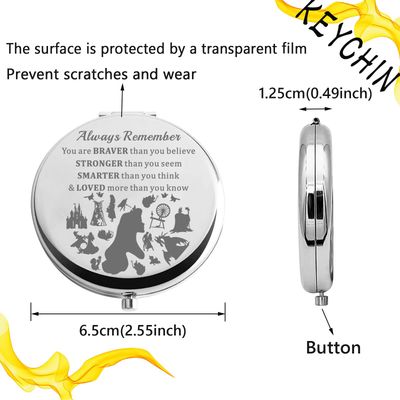 KEYCHIN Sleeping Princess Pocket Mirror Aurora Princess Fans Gifts You are Braver Stronger Smarter Than You Think Compact Makeup Mirror for Women Girls Teenagers (Sleeping Princess Mirror-S)