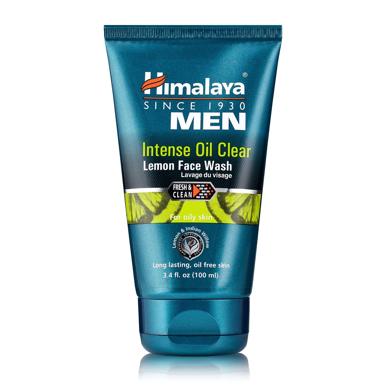 Himalaya Men&#39;s Intense Oil Clear Lemon Face Wash, Deep Cleaning Daily Facial Cleanser, Non-Drying, For Normal to Oily Skin, 3.38 oz