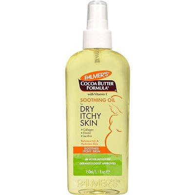 Palmer&#39;s Cocoa Butter Formula Soothing Oil with Vitamin E, Dry, Itchy Skin Relief, Pregnancy-Safe Anti-Itch Body Oil, 5.1 Ounces