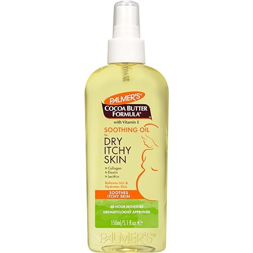 Palmer&#39;s Cocoa Butter Formula Soothing Oil with Vitamin E, Dry, Itchy Skin Relief, Pregnancy-Safe Anti-Itch Body Oil, 5.1 Ounces