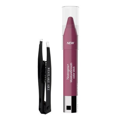 westlake art Moisturesmooth Color Stick, 0.11 Oz - Bright Berry Colored Lipstick | Bundled Eyebrow Tweezers - Long-Lasting, Nourishing Moisturizing Lipstick For Women ~ [Pack Of 1]