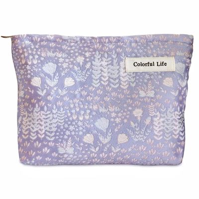 STARDW Aesthetic Floral Makeup Bag Cosmetic Bag Travel Toiletry Bag for Women Cute Pink Makeup Bag Organizer Large Skincare Bag Zipper Pouch