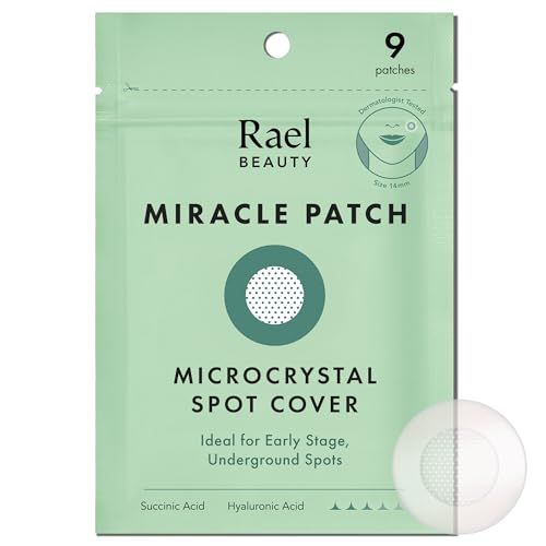 Rael Pimple Patches, Miracle Microcrystal Spot Cover - Hydrocolloid Acne Patches for Early Stage, with Tea Tree Oil, for All Skin Types, Vegan, Cruelty Free (9 Count)