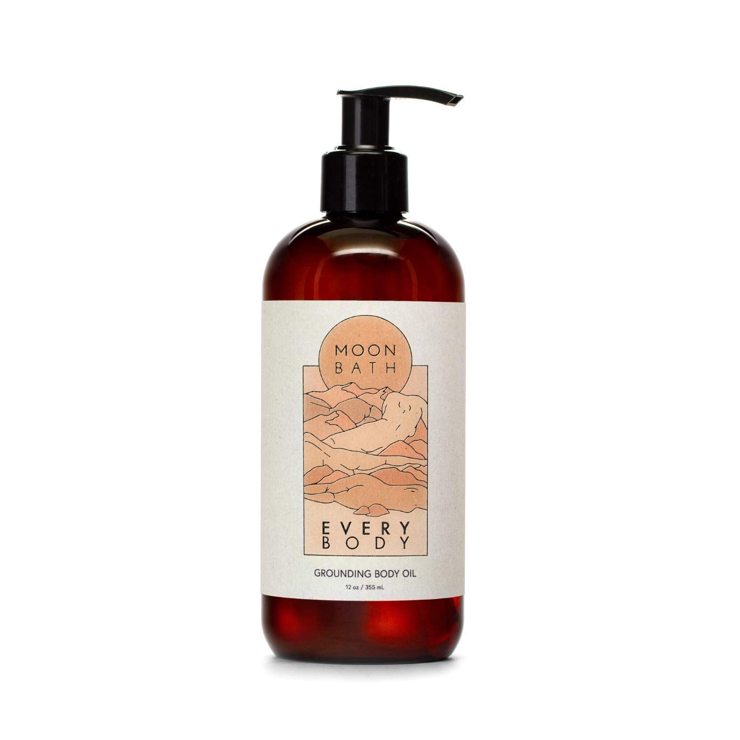 Moon Bath Every Body Grounding Body Oil | Contains Jojoba, Marula &amp; Moringa Oils combined w/Sandalwood &amp; Cypress to Calm | Organic &amp; Clean Beauty, No Synthetic Fragrance 12 fl oz.