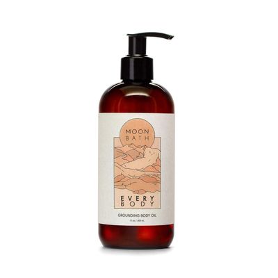 Moon Bath Every Body Grounding Body Oil | Contains Jojoba, Marula &amp; Moringa Oils combined w/Sandalwood &amp; Cypress to Calm | Organic &amp; Clean Beauty, No Synthetic Fragrance 12 fl oz.