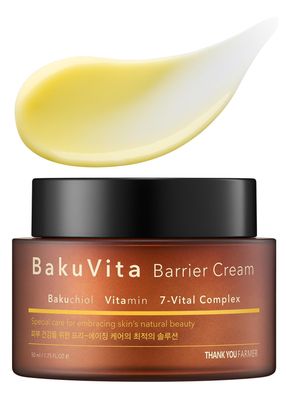 THANKYOU FARMER BakuVita Barrier Cream - Bakuchiol Cream, Day &amp; Night Korean Moisturizer, Bakuchiol Retinol Alternative, Vitamin C + E Korean Serum, Pore Care, Firming, Vegan 1.75 fl oz (50ml)