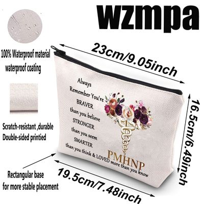 WZMPA Psychiatric Mental Health Cosmetic Makeup Bag Psych Nurse Practitioner Gift You Are Braver Stronger Smarter Than You Think PMHNP Makeup Zipper Pouch Bag For Psychiatric Nursing (Always PMHNP)
