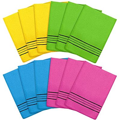 Tatuo 12 Pieces Korean Exfoliating Mitt Exfoliating Glove Italy Towel Body Skin Scrubber Exfoliating Scrubber for Remove Dead Skin Exfoliating Washcloth Korean(Small,Yellow, Green, Blue, Pink)
