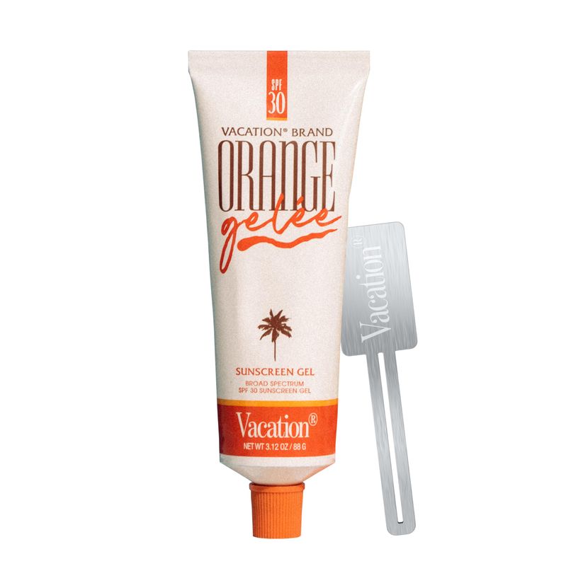 Orange Gele SPF 30 Sunscreen Gel by Vacation + Tube Key, Balm-to-Oil Sunscreen, Tanning Gel Sunscreen, Mineral Oil Free, Travel Size, 3.12 Oz