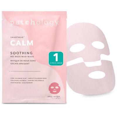 Patchology Calm SmartMud Clay Mask For Face - No Mess Soothing Mud Mask w/Calamine, Colloidal Oatmeal, &amp; Niacinamide - Reduces Redness &amp; Moisturizes Skin - Face Mask Skin Care for Women (1 Count)