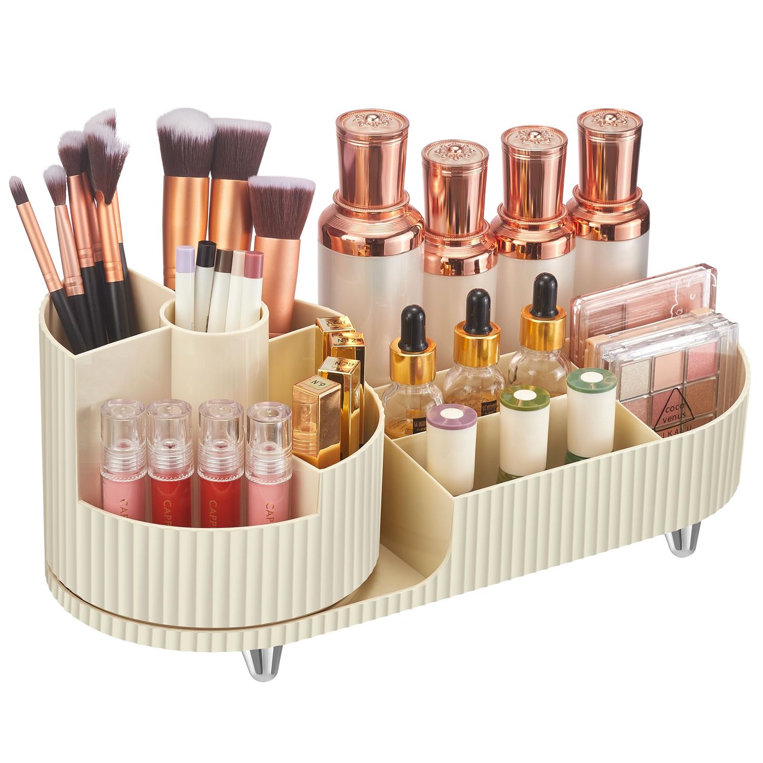 Syntus Makeup Organizer Countertop, Rotating Makeup Brush Holder Large Capacity Cosmetic Display Cases, Spinning Storage Holder for Vanity, Desk, Skincare, Perfume Organization