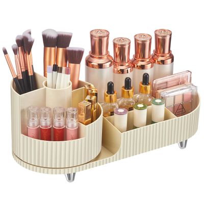 Syntus Makeup Organizer Countertop, Rotating Makeup Brush Holder Large Capacity Cosmetic Display Cases, Spinning Storage Holder for Vanity, Desk, Skincare, Perfume Organization