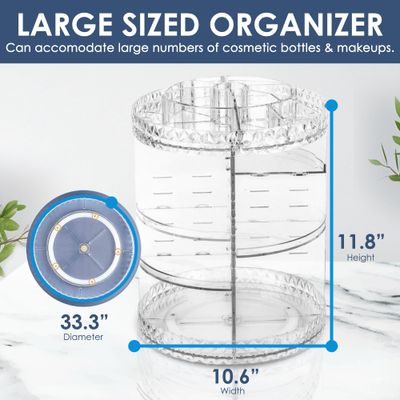 Vlora.co Cosmetic Organiser 360 Rotating Makeup Organizer - Clear Spinning Perfume Organizer for Vanity Skincare - Bathroom Counter Organizer w/Adjustable Shelves